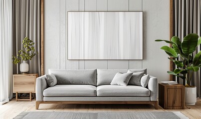 	
interior design,Serene Grey Canvas Print Adorning Modern Living Room Wall 3d rendering	
