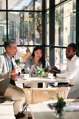 business people having meeting in a restaurant