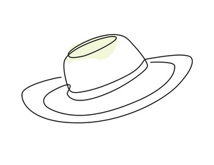 Continuous line art of hat. Simple line art. One line vector