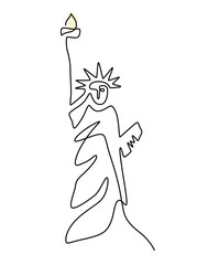 Continuous line art of liberty statue. Simple line art. One line vector