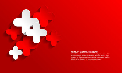 Abstract vector background with red and white plus symbols. AI Vector file.