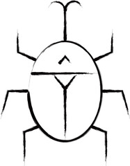 筆書きミニ昆虫イラストアイコン　カブトムシ