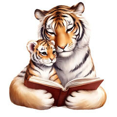 Animals Mother Reading Book Sublimation