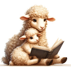 Animals Mother Reading Book Sublimation