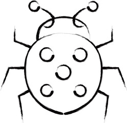 筆書きミニ昆虫イラストアイコン　てんとう虫