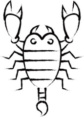 筆書きミニ昆虫イラストアイコン　サソリ