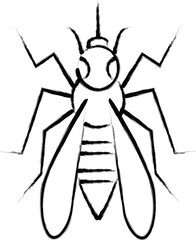 筆書きミニ昆虫イラストアイコン　蚊