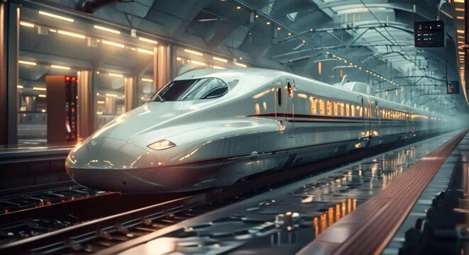 Minimalist design of a high-speed rail manufacturing plant, sleek and modern