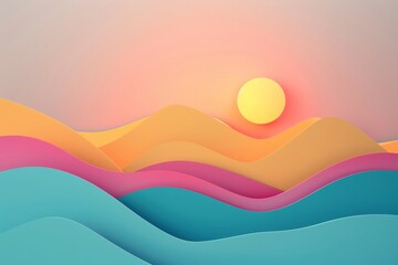 Summer solstice shot flat design top view longest day theme 3D render Triadic Color Scheme