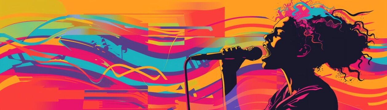 Podcast Power Show a podcaster or an artist passionately speaking or singing into a vocal microphone
