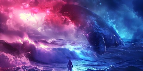 Jonahs salvation in whales belly showcases Gods power over the sea. Concept Jonah, Salvation, Whale's Belly, God's Power, Sea
