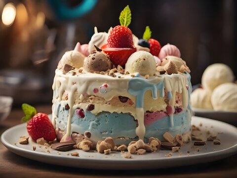 Ice cream cake with strawberry