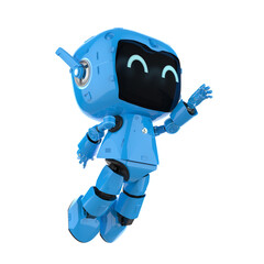 Cute and small artificial intelligence personal assistant robot jump isolated