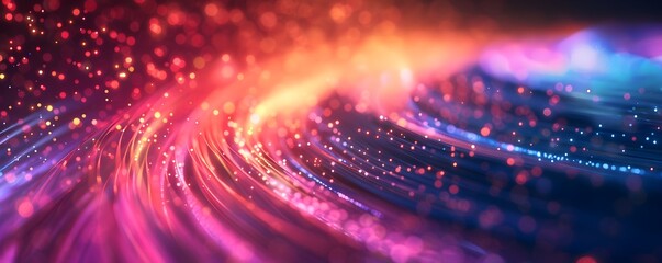 Obraz premium Hypnotic Fiber Optic Swirls Traversing a Sophisticated Global Network System with Copy Space