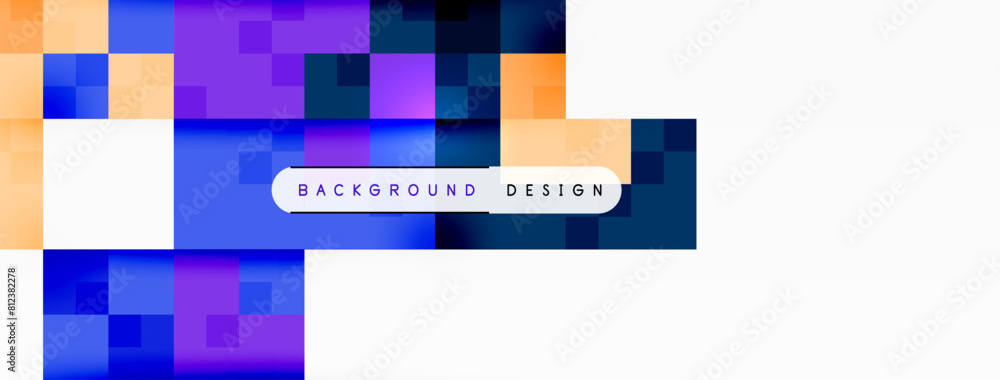 Aufkleber the design features a pattern of rectangles in electric blue and magenta tints and shades, forming a