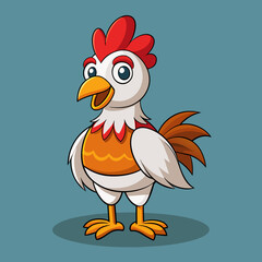 rooster isolated on white vector illustration