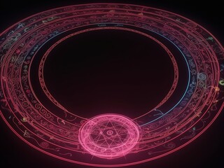 ネオンライトで描かれる魔法陣、generative ai