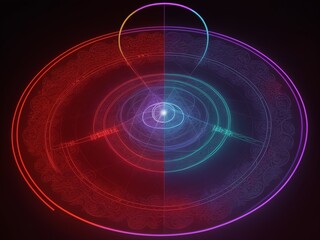 ネオンライトで描かれる魔法陣、generative ai