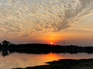sunset over lake