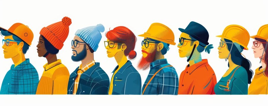 A creative portrayal of people from various occupations wearing livershaped hats, promoting workplace awareness