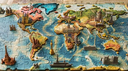 A creative visual of a world map puzzle, with missing pieces representing underpopulated areas