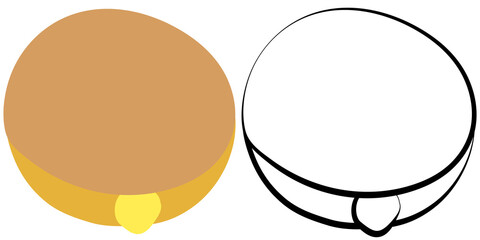 Two donut outline drawing icon. symbol flat design and isolated on transparent background with png.