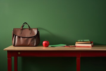 School supplies on the table. Back to school concept. 3d rendering