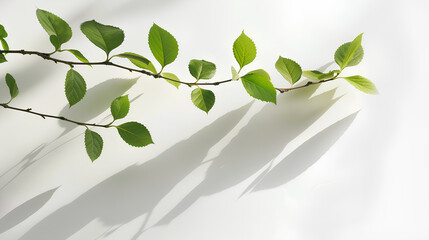Obraz premium Leaves branch shadown on white background