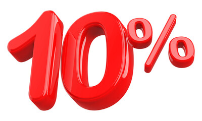 10 percent red 3d render