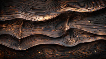 Oak wood abstract background with wood grain burnt texture. Old rustic ancient hardwood wave...