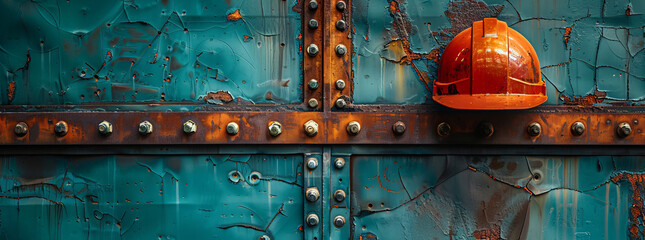 an image abstract for a gift card, online shop with personal safety equipment, silver accents, industrial look,generative ai