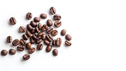 Naklejka premium Top view coffee beans isolated on white background