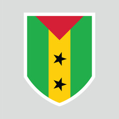 Sao Tome and Principe Flag in Shield Shape
