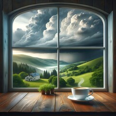 windows, seasons, and beautiful scenery