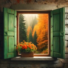 windows, seasons, and beautiful scenery