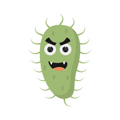 Cute and Funny Bacteria Virus Character. with Cartoon Design Style. Isolated Vector
