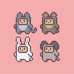pet chibi cat bear rabbit dog pixel art
