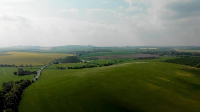 The A4.  A road going towards Silbury Hill. UK landscape
