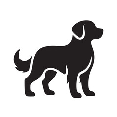 isolated black silhouette of a dog collection, Set of dog silhouette vector. Dogs and puppies in different breed, corgi, golden retriever, poses, sitting, standing, jump