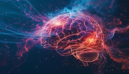 A dynamic image of a brain surrounded by swirling light trails, symbolizing rapid cognitive activity