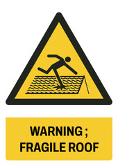 ISO warning safety signs_warning ; fragile roof size a4/a3/a2/a1