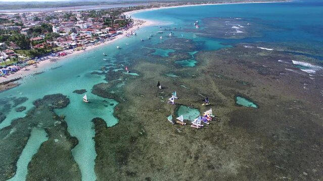 Aerial view of reefs on Porto de Galinhas - Ipojuca, Pernambuco, Brazil