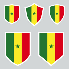 Set of Senegal Flag in Shield Shape Frame