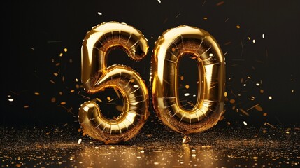 Number 50 gold numbers. Elegant Greeting celebration fifty years birthday. Anniversary number 50...