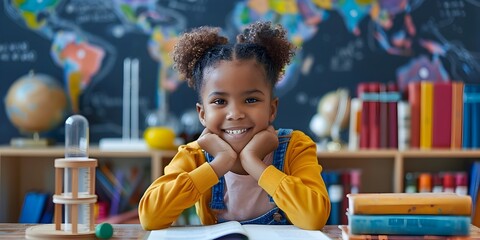 Curious Young Student Explores Scientific Principles in Vibrant Classroom Setting
