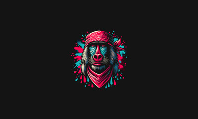 face baboon wearing bandana vector illustration design