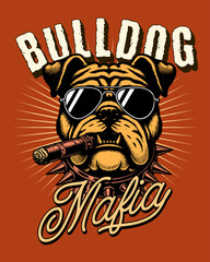 Bulldog Smoking Cigar Vector Art, Illustration and Graphic