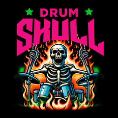 Skull Drumer Vector Art, Illustration and Graphic