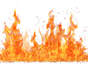 Fire flames on transparent background