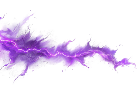 Purple Lightning bolt strike isolated on transparent background